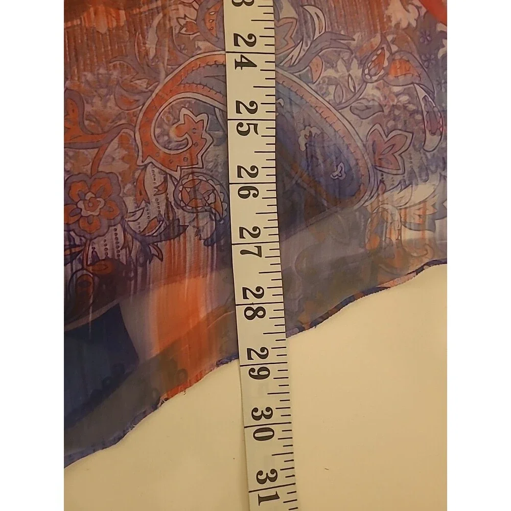 ONE WORLD Floral Paisly Top Size Small Sleeveless Lace Crochet Orange Blue - Picture 8 of 8
